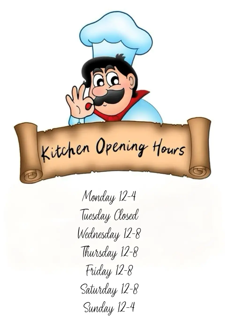 Kitchen Opening times